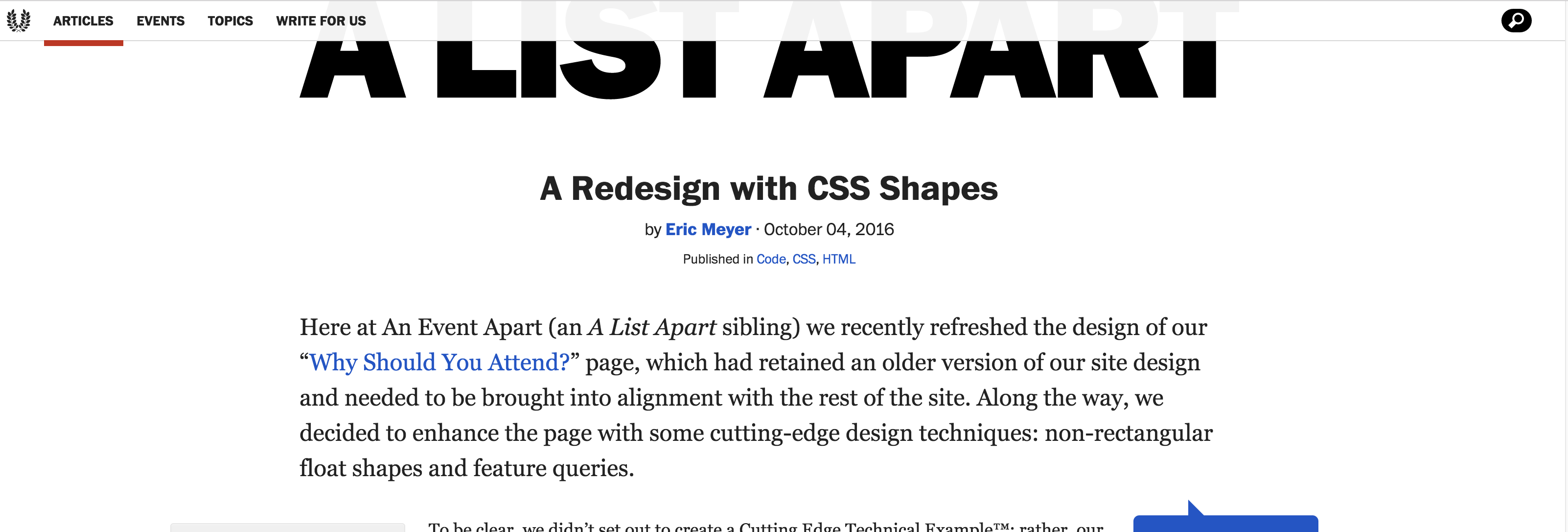 screen shot of article website